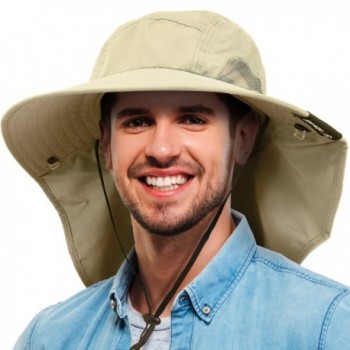 Tirrinia Unisex Safari Sun Flap Hat Fishing Hiking Cap With Neck Cover Wide Brim Hat - Tan - CZ1808TNXDW