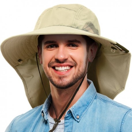Unisex Safari Sun Flap Hat Fishing Hiking Cap With Neck Cover Wide Brim ...