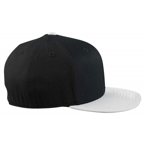 Flexfit Yupoong Fitted Flat Visor Cap - Black/Grey - CG12H1I34ZD