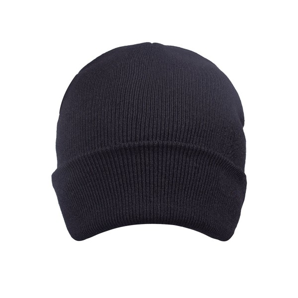 Solid Color Elastic Beanie Warm Knit Cap Winter Cuff Skull Cap for Men and Women - Black - C31869Y0RW4