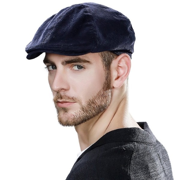 Mens newsboy Cap Winter Hat Elastic Adjustable IVY Flat Cap Gatsby Lined -  89094_navy - C3186S94Y9A