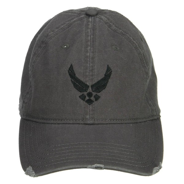 Black US Air Force Embroidered Frayed Cap - Charcoal Grey - CW127A77NVF