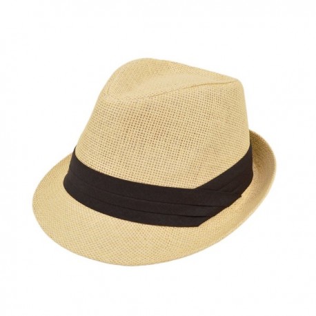 Unisex Classic Fedora Straw Hat with Black Cotton Band - Diff Colors ...
