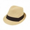 TrendsBlue Unisex Classic Fedora Straw Hat with Black Cotton Band - Diff Colors Avail - Natural - C411LGBBYS1