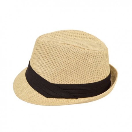 Unisex Classic Fedora Straw Hat with Black Cotton Band - Diff Colors ...