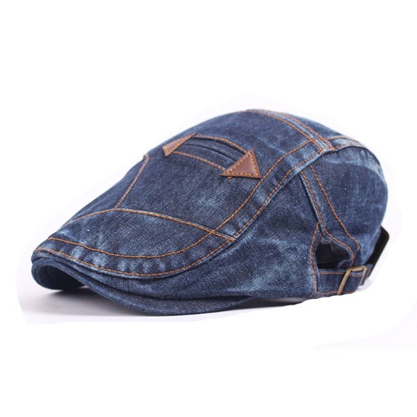 Stylish newsboy Hat Unisex Jean Leather Patches Washed Vintage Beret ...