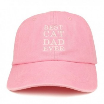 Trendy Apparel Shop Best Cat Dad Ever Embroidered Soft Fit Washed Cotton Baseball Cap - Pink - CO12JO1HYY7
