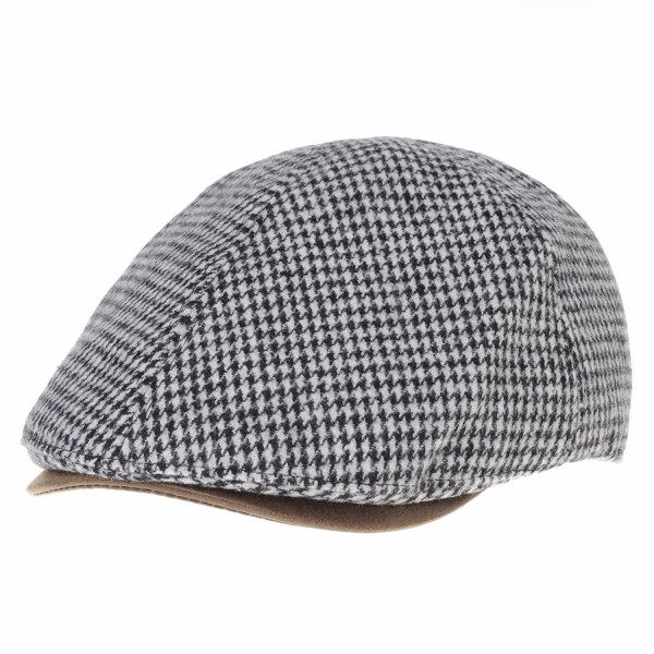 Tweed Newsboy Hat faux leather brim Flat Cap SL3019 - White - CS12HHF1B3H