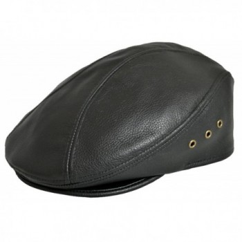 Siena Cowhide Leather Fine Ivy Driver Cap Made in USA Various Colors - Black - CR11I60Q5U7