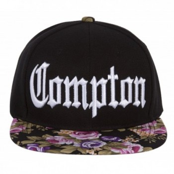 GT Compton Olde English Flowers Flat Bill Adjustable Snap - C411MJFVIL1