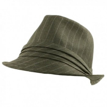 Men's Summer Classic Pinstripe Suit Fedora Trilby Hatband Hat - Gray - C511DJVZ559