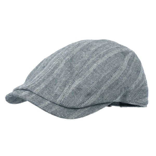 WITHMOONS Herringbone Stripe Cotton newsboy Hat Flat Cap LD3032 - Blue - C411USAP747