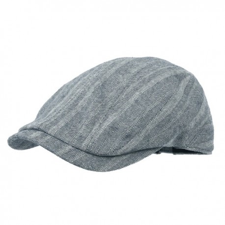 Herringbone Stripe Cotton newsboy Hat Flat Cap LD3032 - Blue - C411USAP747