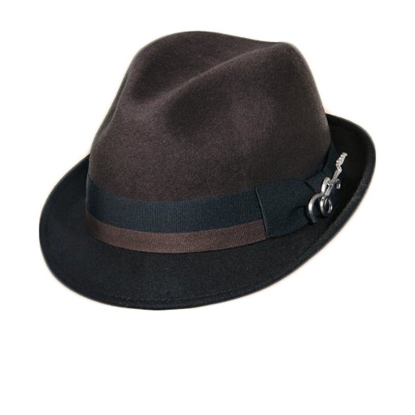 Dorfman Pacific Carlos Santana Bogart Fedora Hat (Brown & Black- Small/Medium) - CI11FTZE4B9