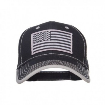 Silver American Flag Patched Superior Cotton Cap - Black Grey - C41208E8GHN