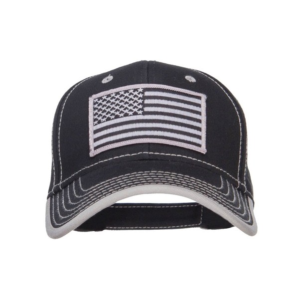 Silver American Flag Patched Superior Cotton Cap - Black Grey - C41208E8GHN