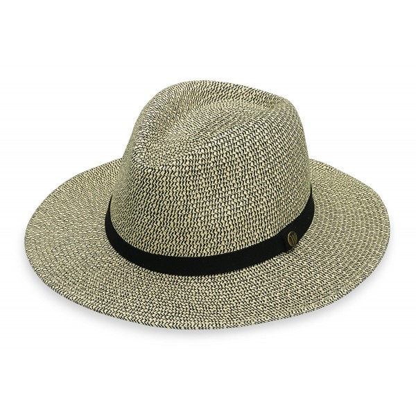 wallaroo Men's Outback Sun Hat - 100% Paper Braid - Classy Style - Black - CZ11A9280LB