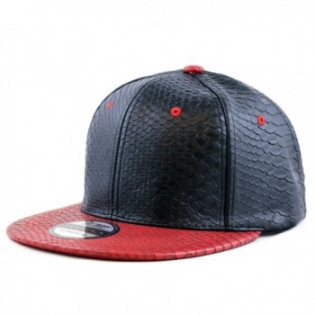 The Hat Depot 1300 Snakeskin PU Leather Snapback Plain cap - Navy Red - CG17Y0DEQGE