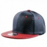 The Hat Depot 1300 Snakeskin PU Leather Snapback Plain cap - Navy Red - CG17Y0DEQGE