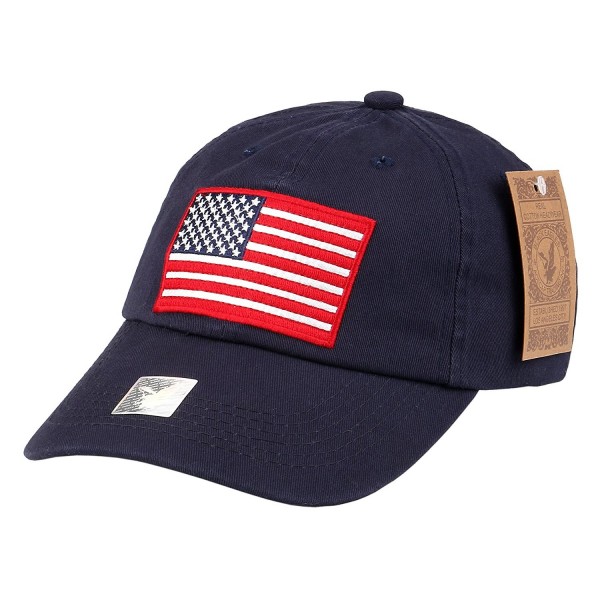 RufNTop Black Eagles American Flag Cap 100% Cotton Classic Dad Hat Plain Baseball Cap(One Size) - Wash Navy - C0185U5HQA5
