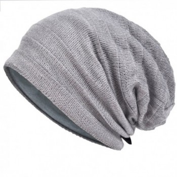 Men Slouch Beanie Crease Knit Cap Layered Skull Cap Winter Hat Xzz - Pale - C812N7X5EEW