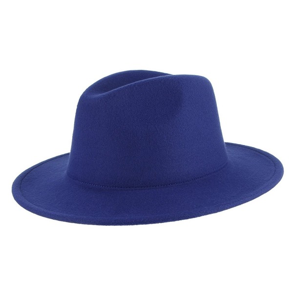 Gemvie Men's Warm Wool Blend Dent Trilby Flat Brim Fedora Hat - Blue - C8186RG79RH