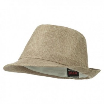 Poly Linen Fedora Hat - Khaki - C311TX6VVLB