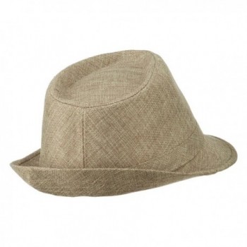 Poly Linen Fedora Hat Khaki in Men's Fedoras