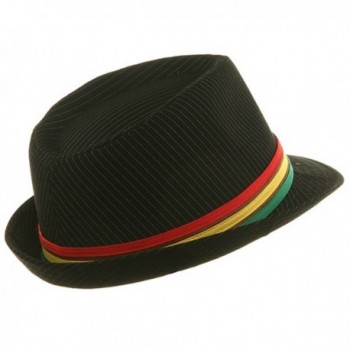 Pinstripe Rasta Fedora Hat Black in Men's Fedoras