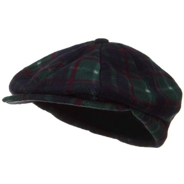 Fleece Winter Newsboy Hat - Green Plaid - C4116MT0HTT