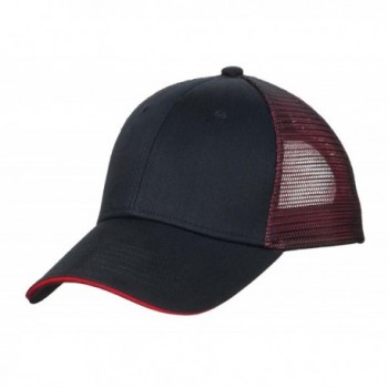 Port Authority Men's Double Mesh Snapback Sandwich Bill Cap - Black/ Red - CX11NGRC22F