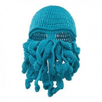 Unisex Octopus Hat Mask Windproof Funny Beanie Warm Knit Hat Halloween Christmas - Blue - C9185W59GR2