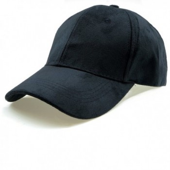 RufNTop Classic Faux Leather Suede Adjustable Plain Baseball Cap - Navy - CA12N85MTTR