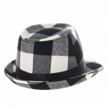 WITHMOONS Fedora Tartan Pttern DW6488 in Men's Fedoras