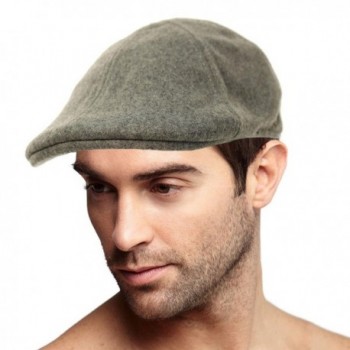 Men's Winter 100% Wool Duckbills Warm Solid Ivy Driver Cabby Cap Hat - Gray - C31865K7QTQ