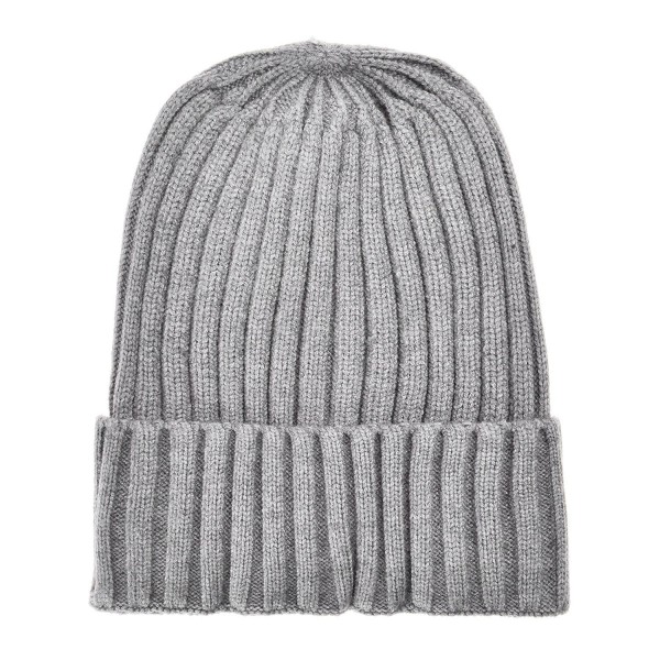 Unisex Winter Ribbed Knit Cuff Beanie Hat Soft Comfort Skull Cap - Gray - CF186XOKYIZ