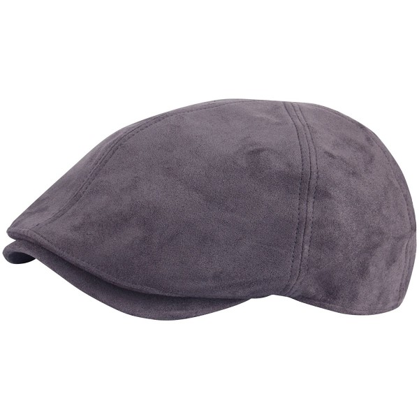 RaOn G67 Men Big Plus Size Plain Suede XL XXL Newsboy Cap Cabbie Flat Golf Gatsby Hat - Gray - CK189CNZZ4H