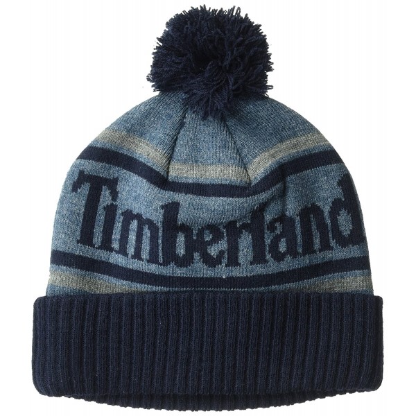 Timberland Men's Color Blocked Watchcap With Pom - Darksapphire - C7182LK4KYY