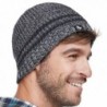 lethmik Merino Wool Skull Beanie-Mens Daily Warm Soft Winter Hat Stripe Mix Knit Cap - Dark Grey - C4186HGRUG3