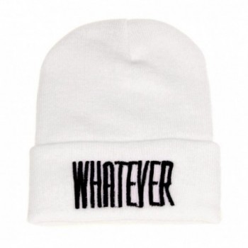 Perman Winter Black Whatever Beanie Hat Snapback Men Women Cap - White - C112N7DNRHZ