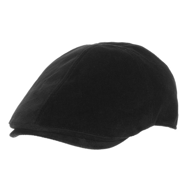 WITHMOONS Flat Cap Wool Velvet Suede newsboy IVY Hat SL3457 - Black - CS12MA27JKI