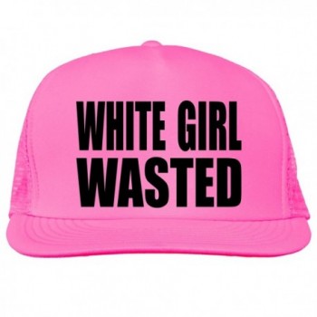 White Girl Wasted Bright neon truckers mesh snap back hat in 6 Bright Colors - Neon Pink - CK11MJC54HX