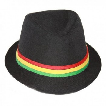 Rastafarian Colored Band Fashion Black Fedora Hat - CH11CZGX04R