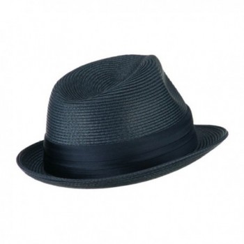 Sicily Polyester Braid Fedora Navy in Men's Fedoras