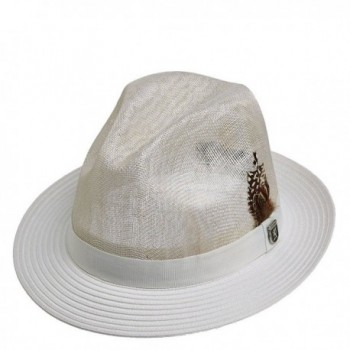 Stacy Adams Men's Sinamey/Braid Pinch Front Fedora Hat - White - CQ11UTRSTDV