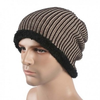 Slouchy Winter Hats Knitted Beanie Caps Soft Warm Ski Hat with Fleece Inner - Coffe - CY12O008MS4