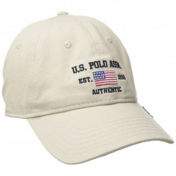 U.S. Polo Assn. Men's Logo American Flag Twill Baseball Cap With Self Strap - Stone - CG12EKR185B