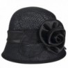 Women's Derby Church Dress Cloche Hat British Sinamay Bucket Hat C227 - Black - CK1822XZR43
