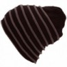 Men / Women's Winter Cable Knit Slouchy Bun Ponytail Ski Beanie Hat - Striped_coffee - CN186WQN7ZY