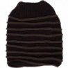 Womens Winter Ponytail Slouchy Striped_Coffee in Women's Skullies & Beanies